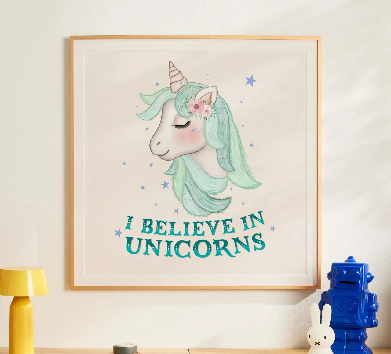 Unicorni: ci credo. poster con telaio in alluminio da CalliLetters