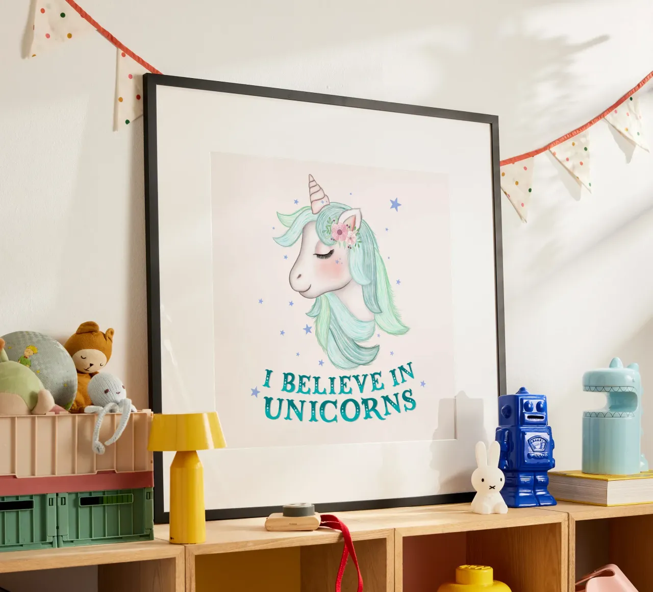 Unicorni: ci credo. poster con telaio in alluminio da CalliLetters
