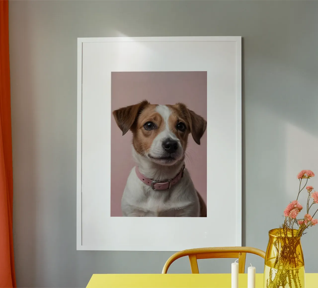 Jack Russell con collare rosa | Impianto 37 carta hahnemühle da Paws & Portraits