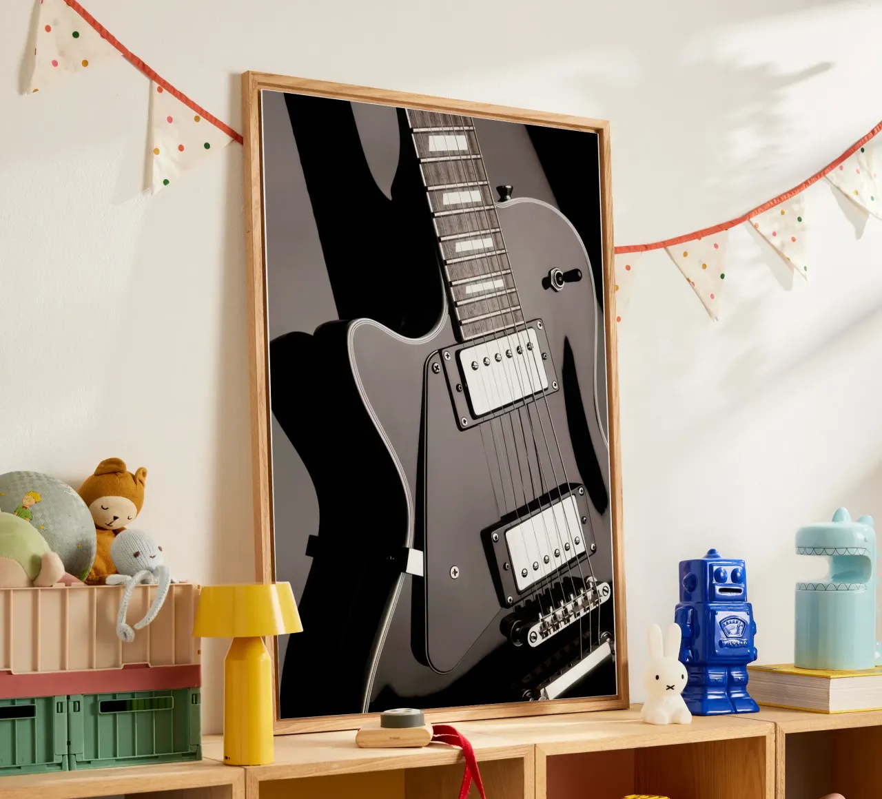 Chitarra nera plexiglass da memory in photograph