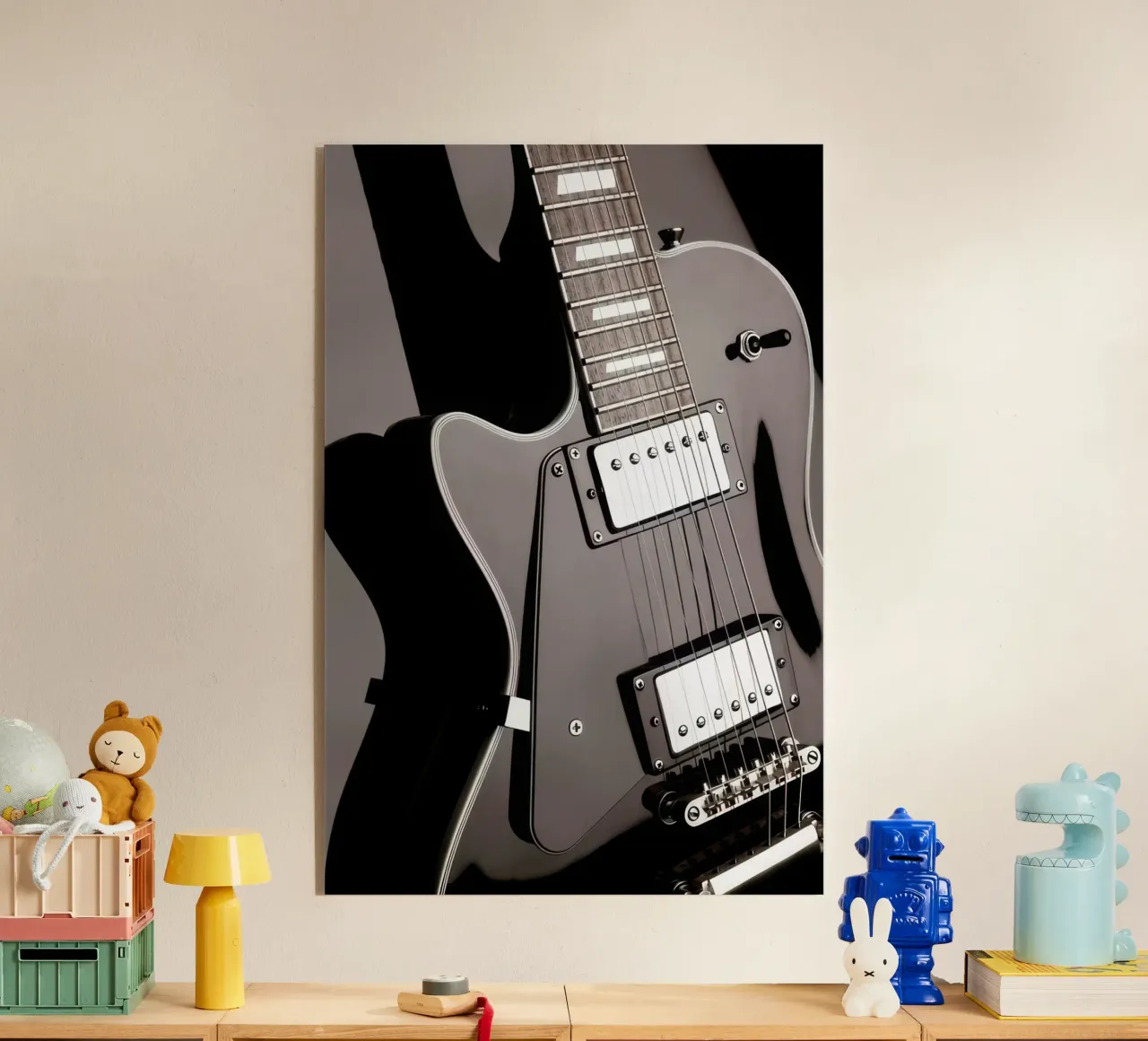 Chitarra nera plexiglass da memory in photograph