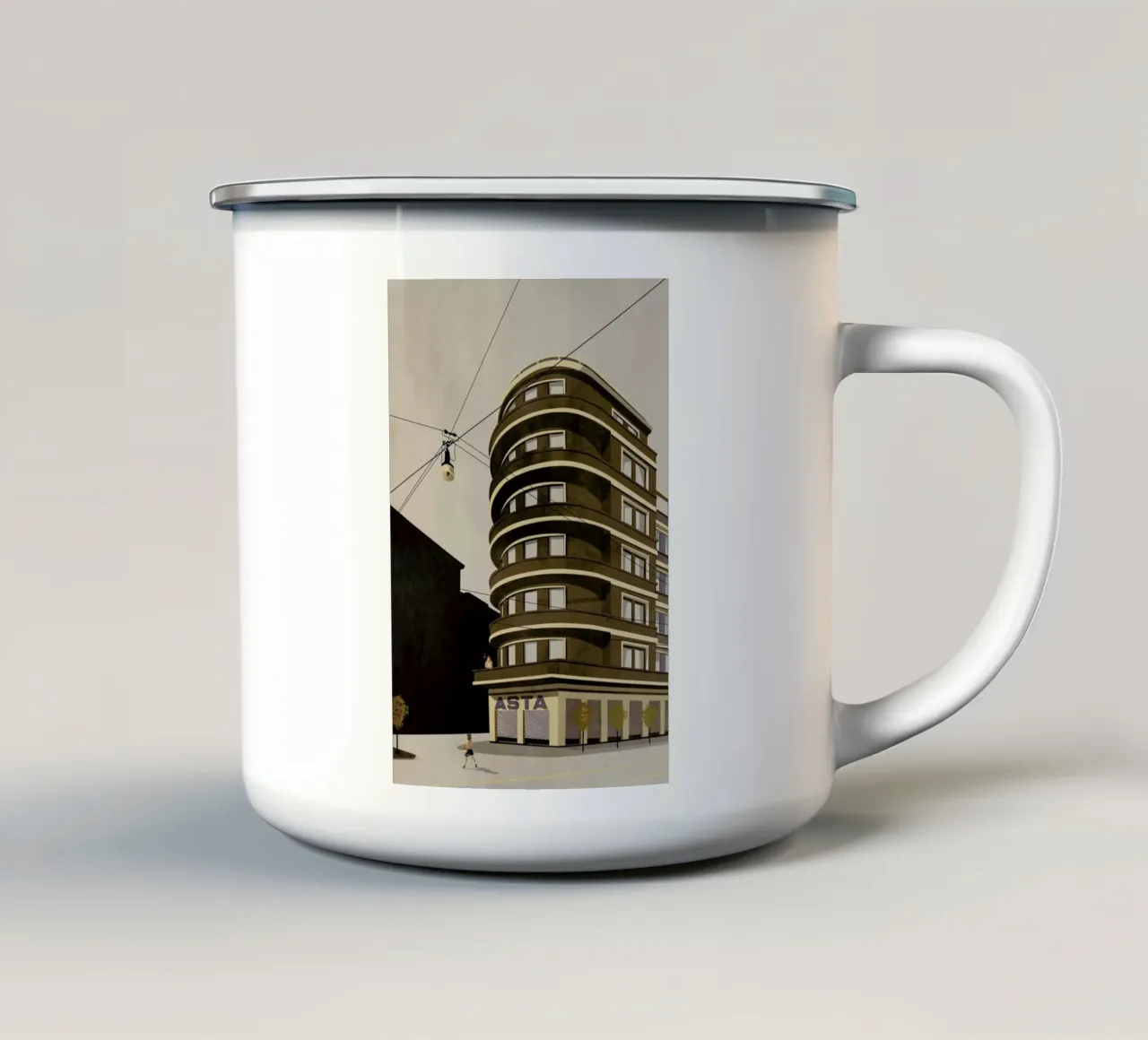 Via Cuneo taza de esmalte de Giordano Poloni