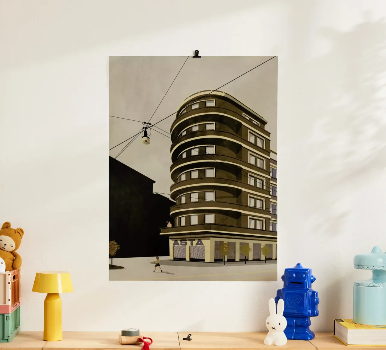 Via Cuneo poster con telaio in legno da Giordano Poloni