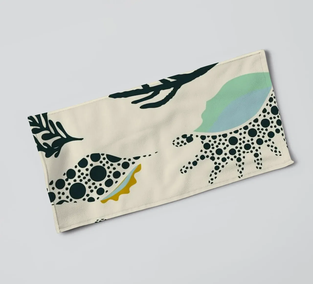 Ipanema Beach seashell pattern towel by annick