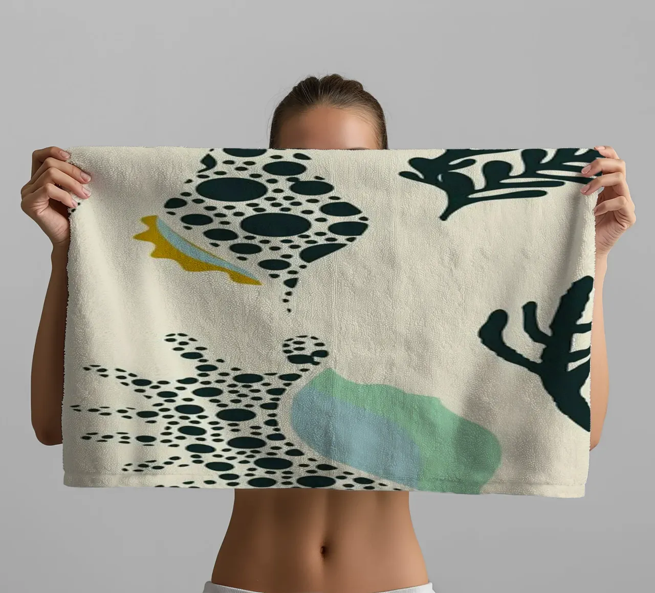 Ipanema Beach seashell pattern towel by annick