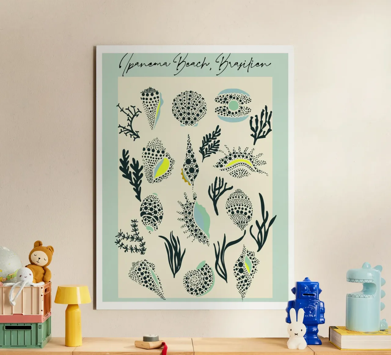 Motivo con conchiglie della spiaggia di Ipanema pannello forex da annick