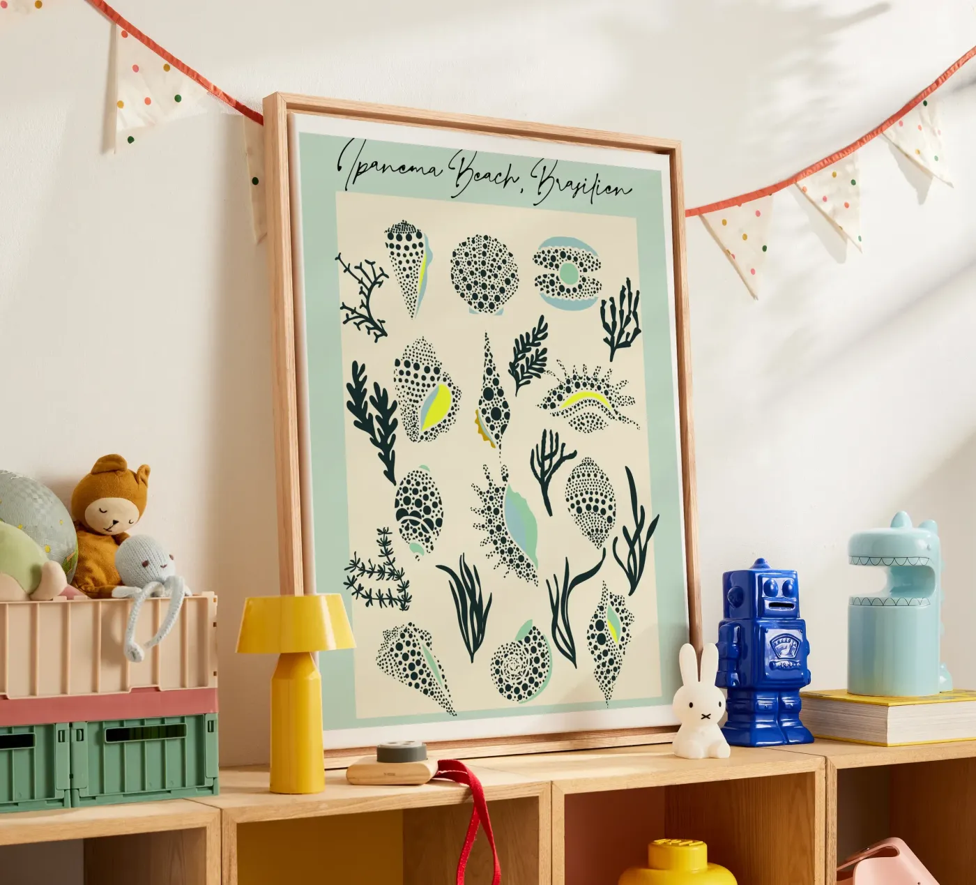 Motif coquillage de la plage d'Ipanema toile de annick