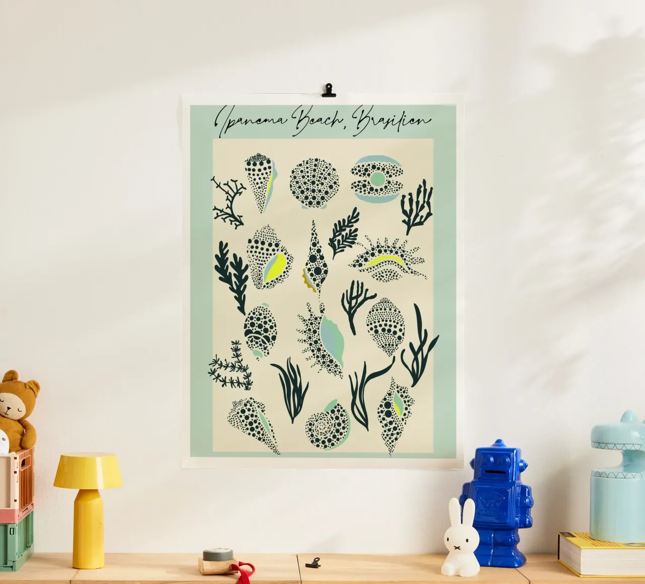 Ipanema Beach seashell pattern poster by annick