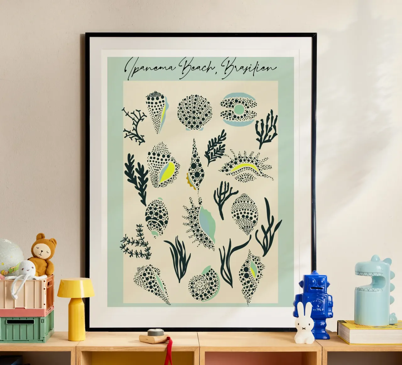 Ipanema Beach seashell pattern poster by annick