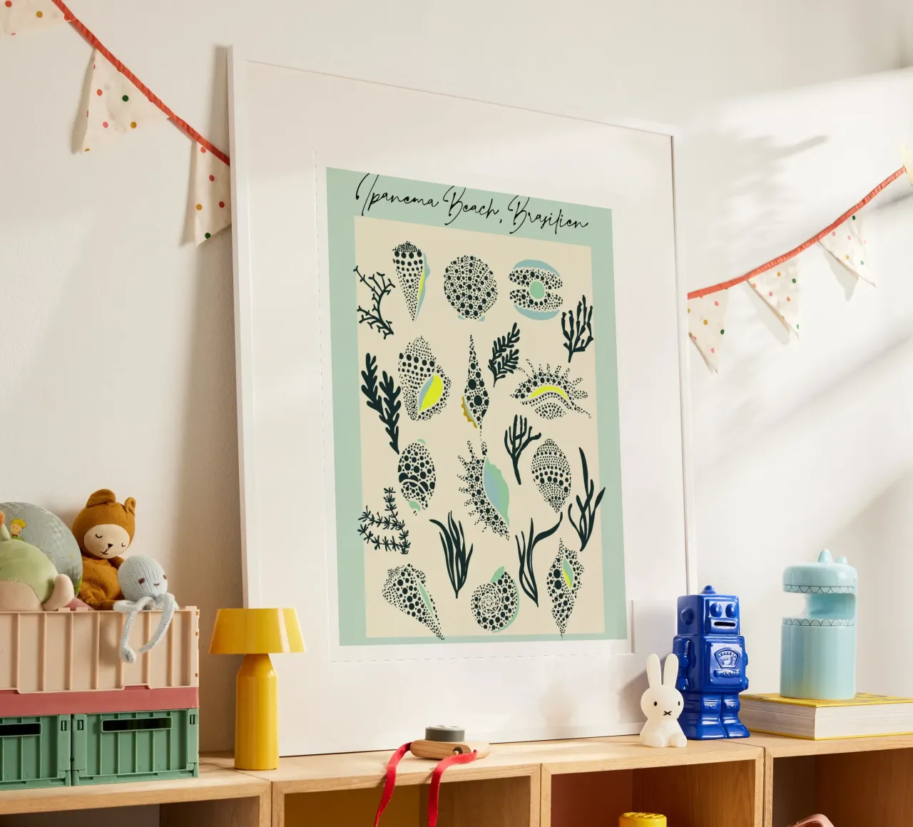 Ipanema Beach seashell pattern poster by annick