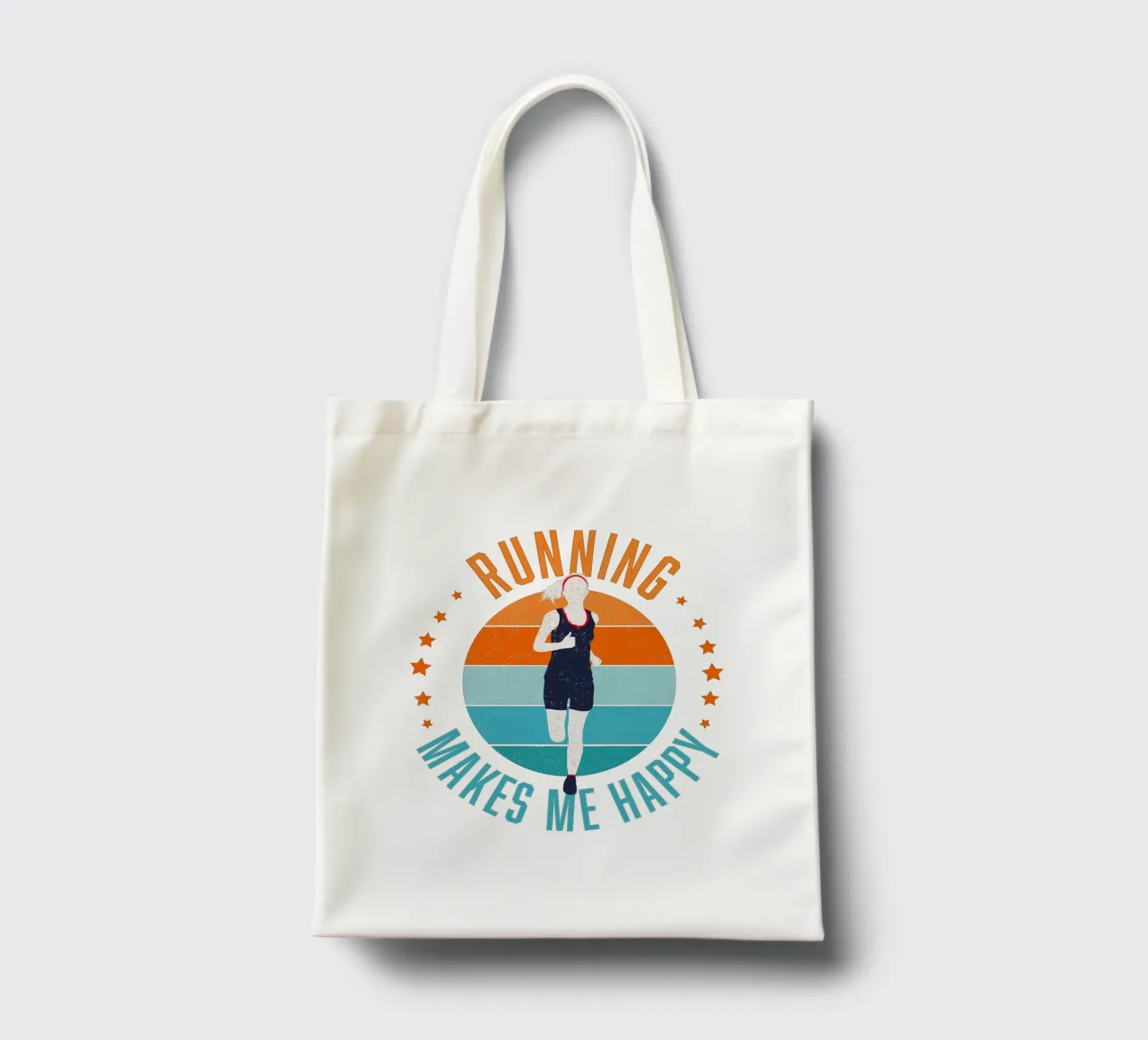 Correre mi rende felice. Per i corridori. Per chi fa jogging. borsa in juta da CalliLetters