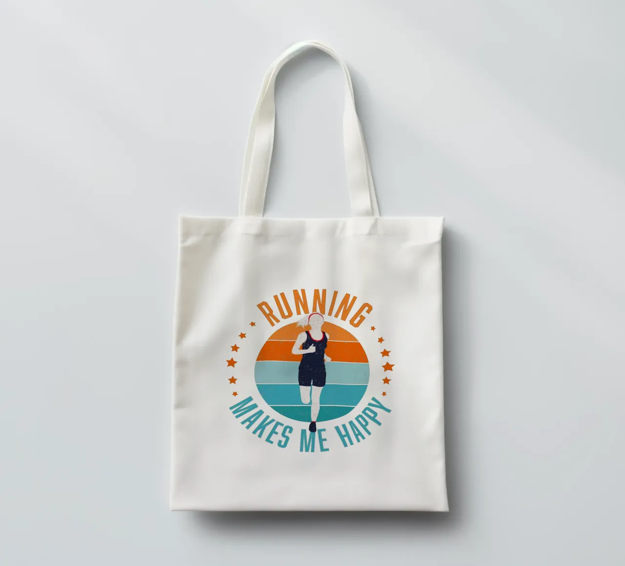 Correre mi rende felice. Per i corridori. Per chi fa jogging. borsa in juta da CalliLetters