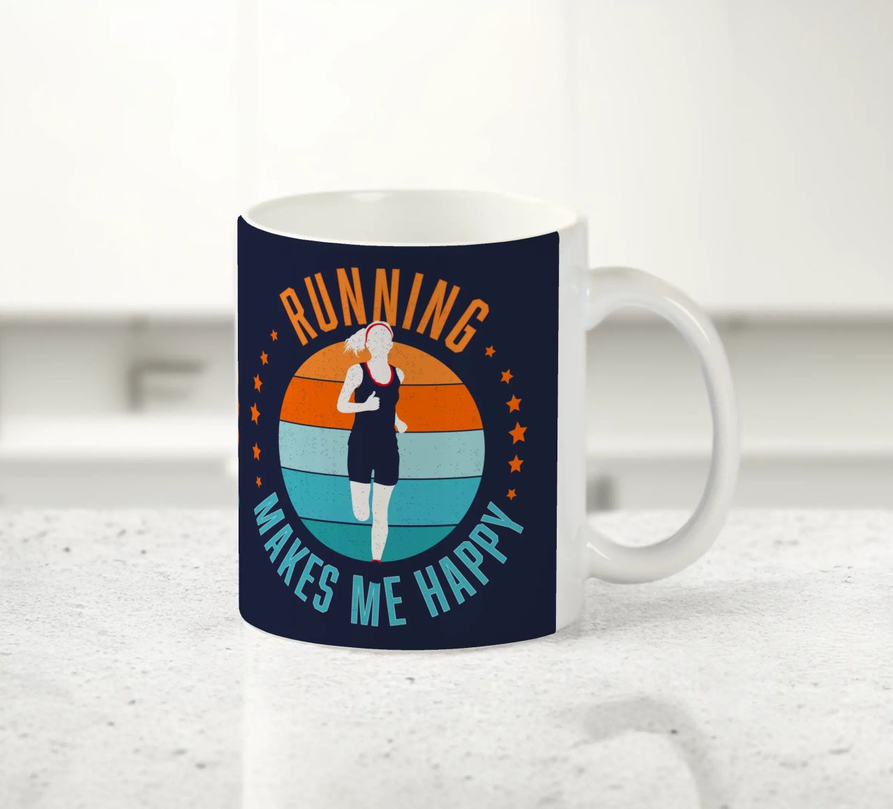 Correre mi rende felice. Per i corridori. Per chi fa jogging. tazza in ceramica da CalliLetters