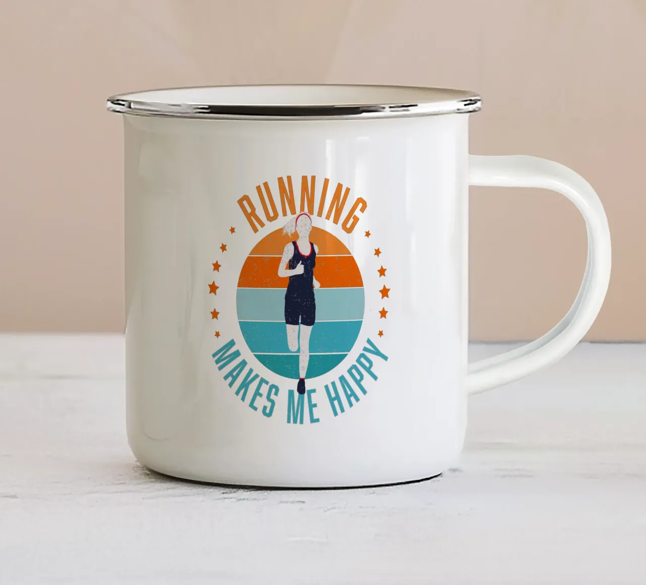 Correr me hace feliz. Para los corredores. Corredores. taza de esmalte de CalliLetters