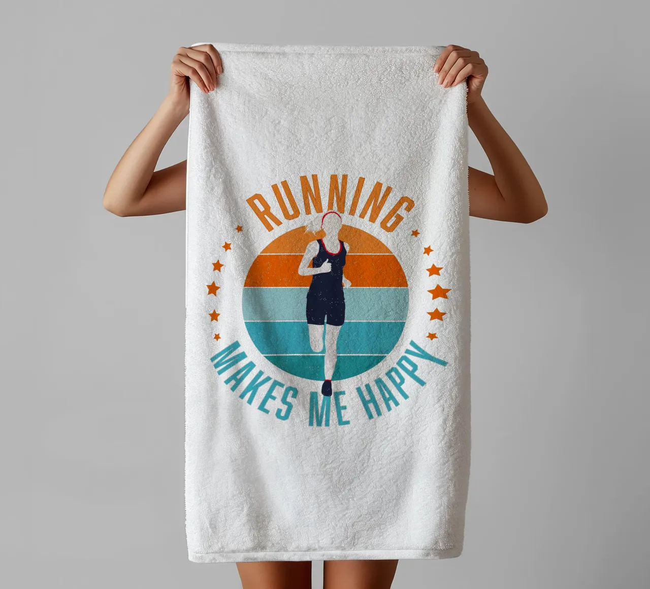 Correre mi rende felice. Per i corridori. Per chi fa jogging. asciugamano da bagno da CalliLetters