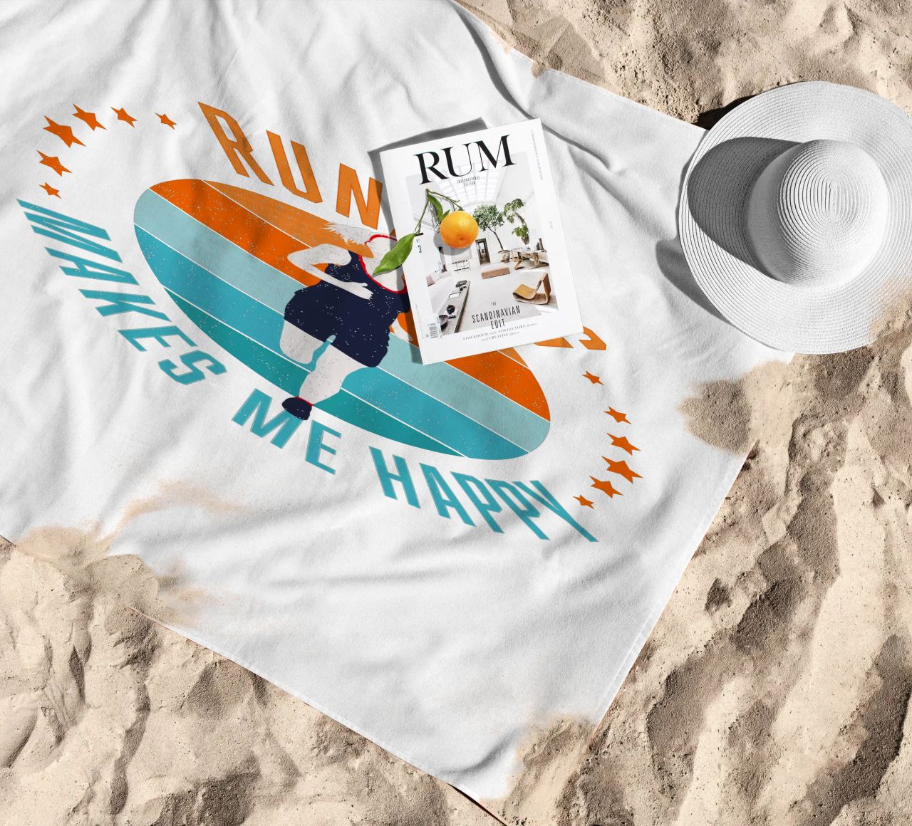 Correre mi rende felice. Per i corridori. Per chi fa jogging. telo mare da CalliLetters