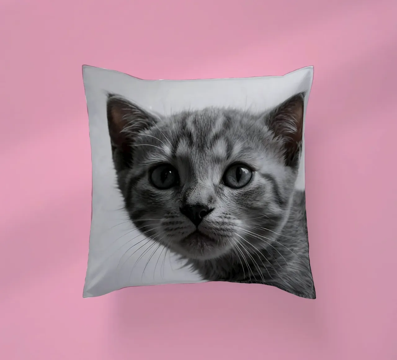 Ritratto di un gattino grigio con occhi intensi | Lavoro 47 cuscino da Paws & Portraits