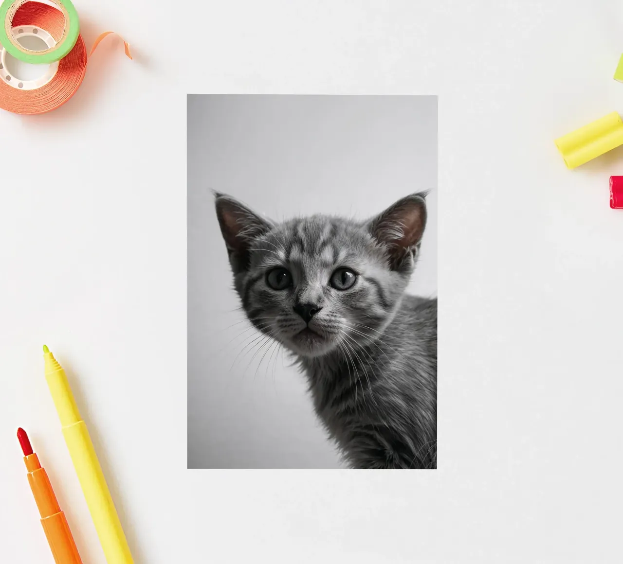 Portrait of a grey kitten w/ intense eyes | Work 47 sticker by Paws & Portraits