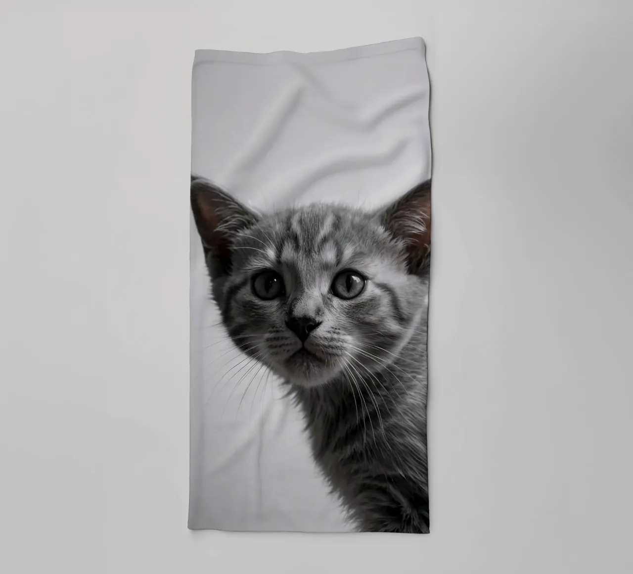 Portrait of a grey kitten w/ intense eyes | Work 47 towel by Paws & Portraits