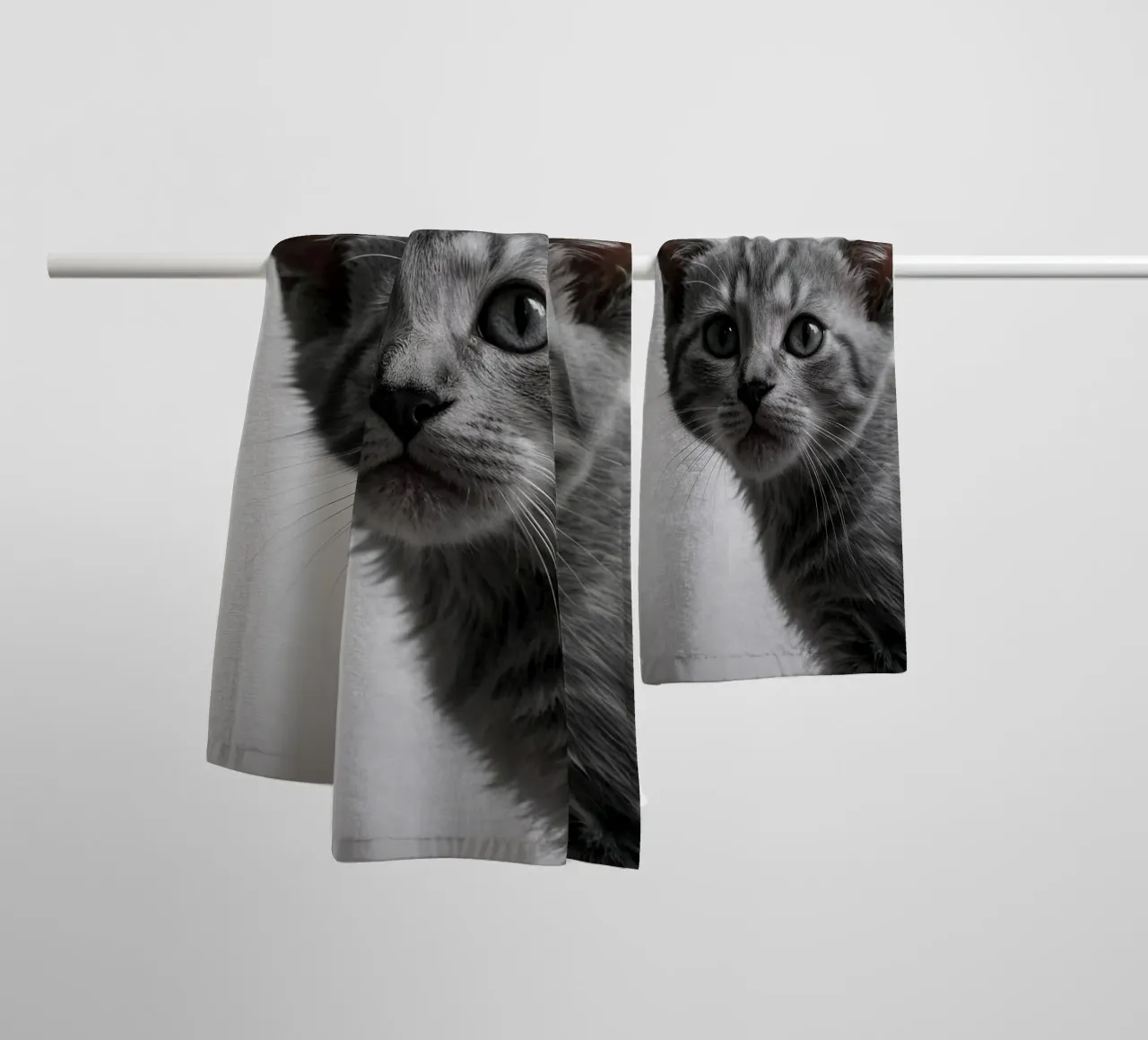 Portrait of a grey kitten w/ intense eyes | Work 47 towel by Paws & Portraits
