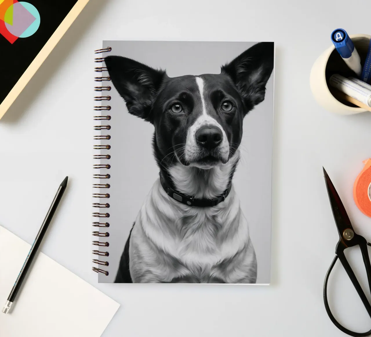 Retrato de un perro de mirada atenta | Obra 50 cuaderno de espiral de Paws & Portraits
