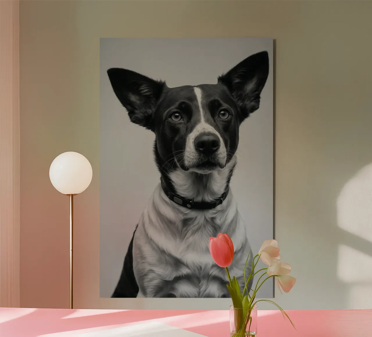 Ritratto di un cane dallo sguardo attento | Lavoro 50 alluminio dibond da Paws & Portraits