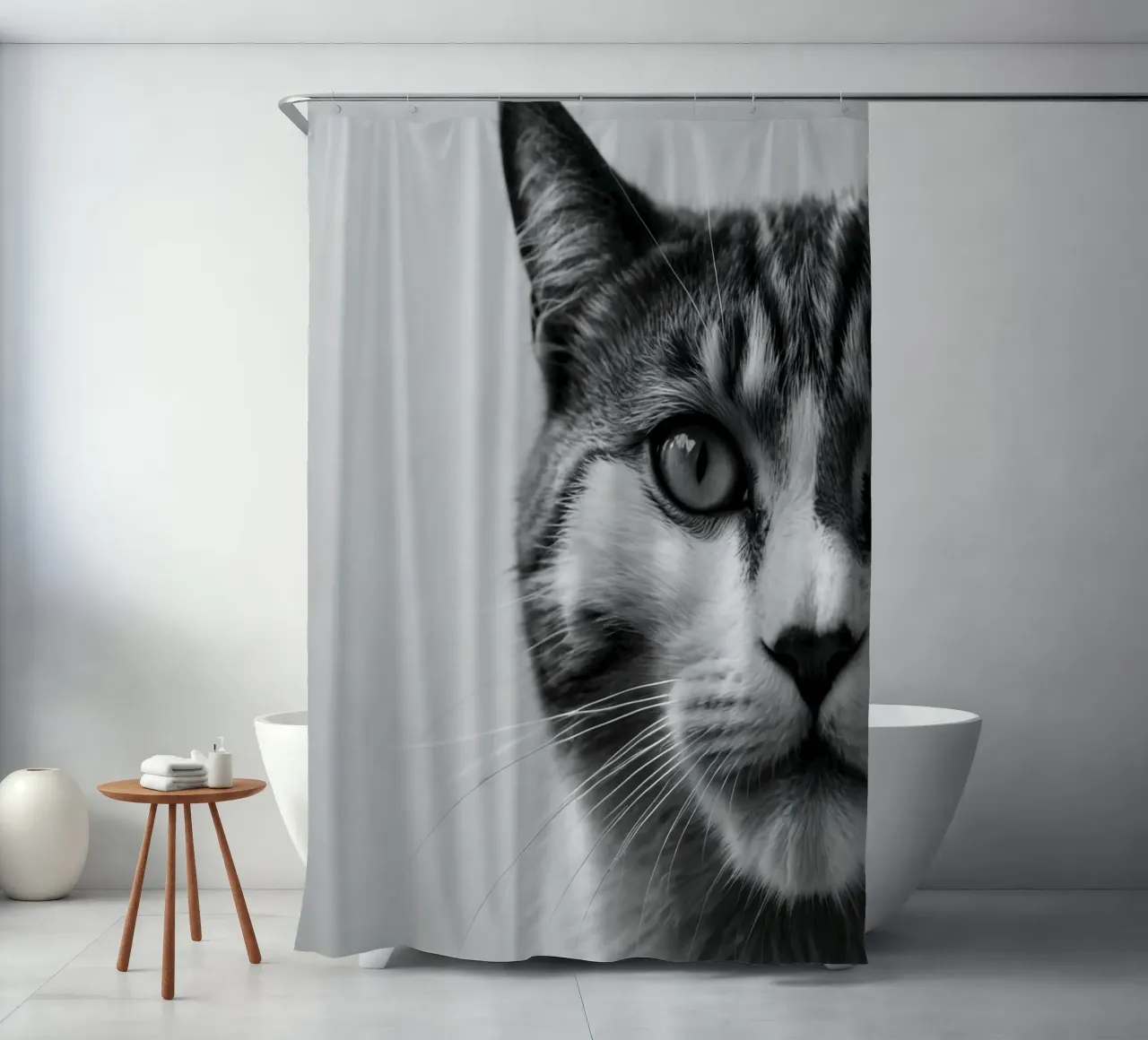 Portrait of a cat in profile | Work 51 shower curtain by Paws & Portraits