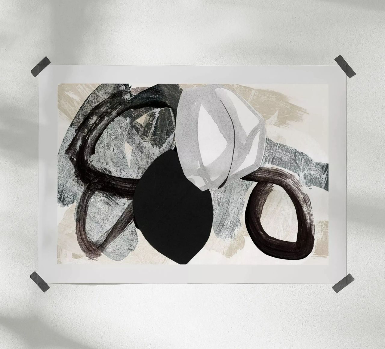 abstract mixed media collage poster by IRIS LEHNHARDT FINE ART