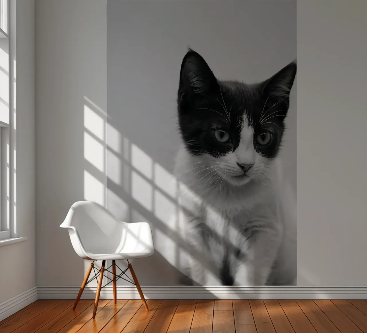 Schwarz-Weiß-Porträt einer jungen Katze | Werk 52 Fototapete von Paws & Portraits