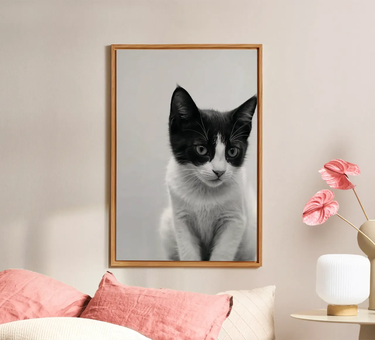 Retrato en blanco y negro de un gato joven | Werk 52 aluminio dibond de Paws & Portraits
