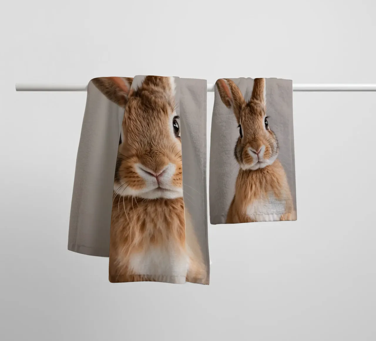 Ritratto di un coniglio curioso | Opera 53 asciugamano da bagno da Paws & Portraits