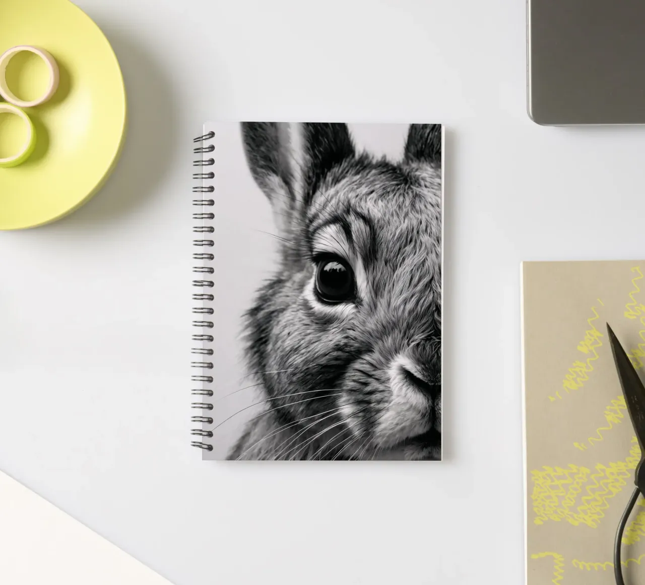 Close-up of a rabbit | Work 54 spiral notebook by Paws & Portraits