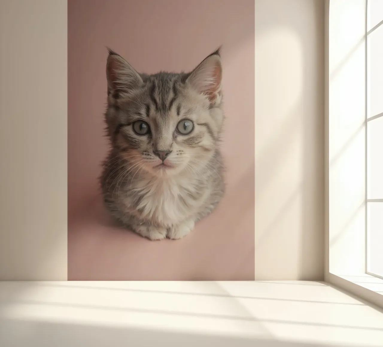 Portrait of a kitten on a pink background | Work 55 photo wallpaper by Paws & Portraits