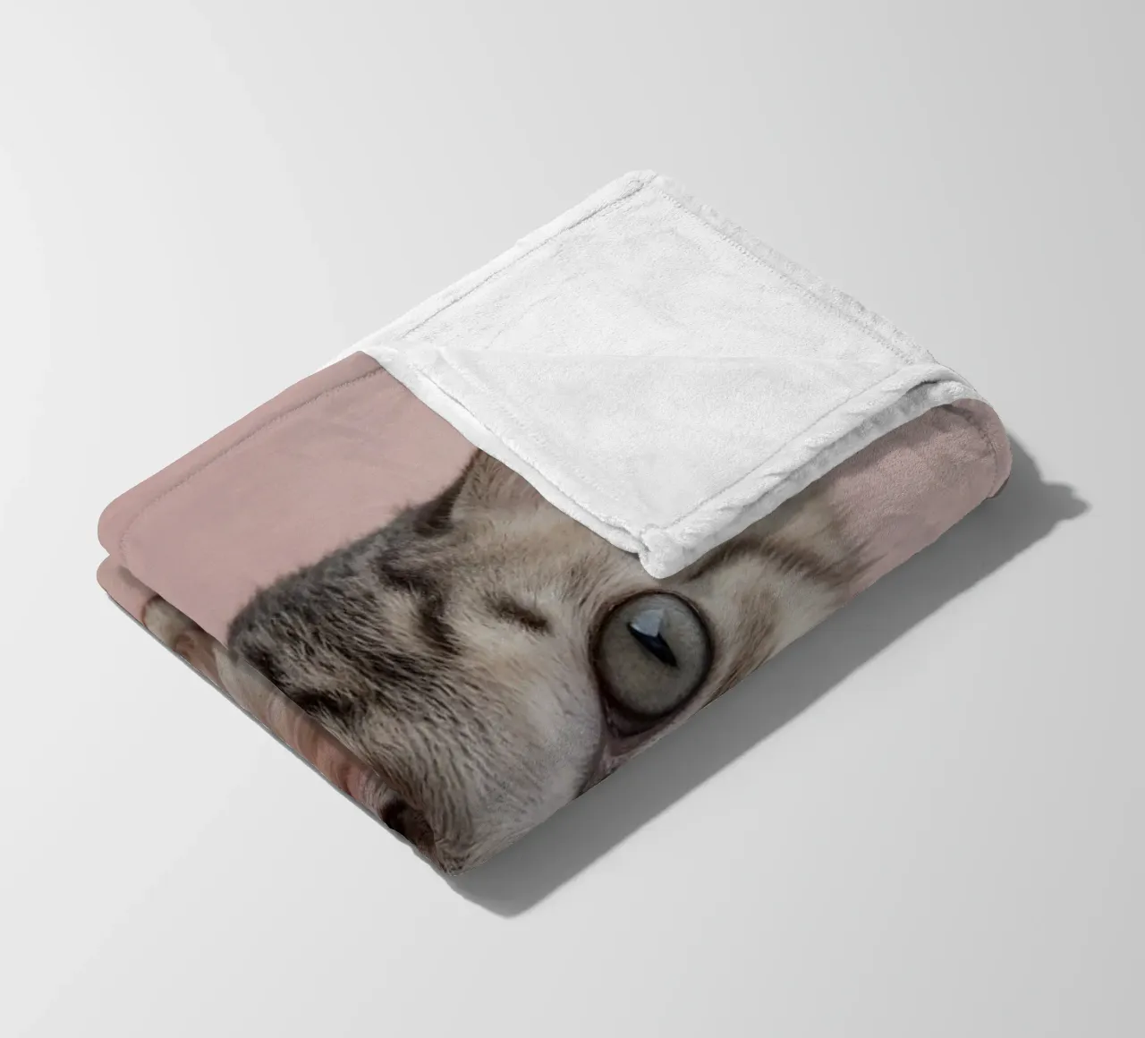 Portrait of a kitten on a pink background | Work 55 fleece blanket by Paws & Portraits