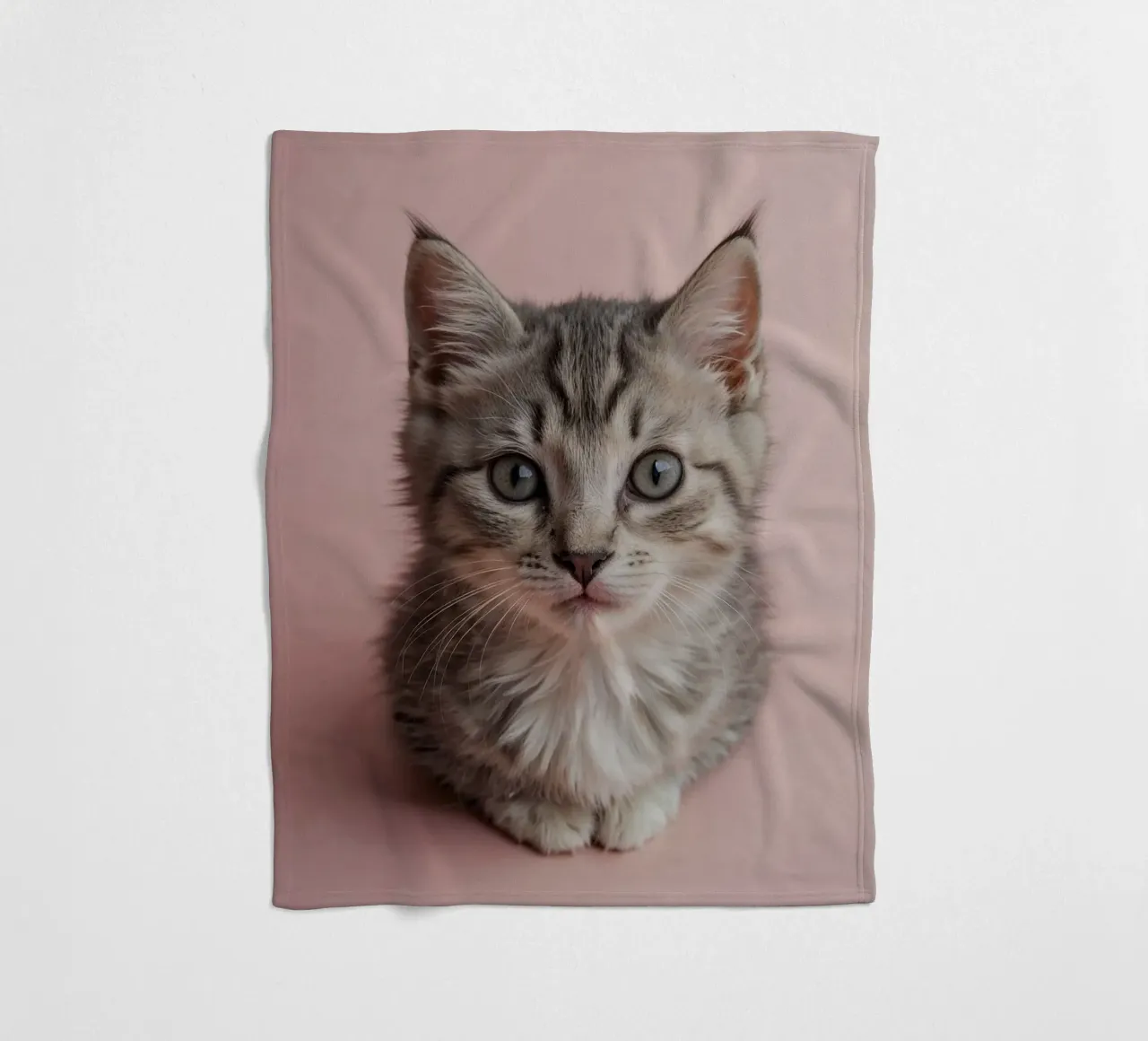 Portrait of a kitten on a pink background | Work 55 fleece blanket by Paws & Portraits