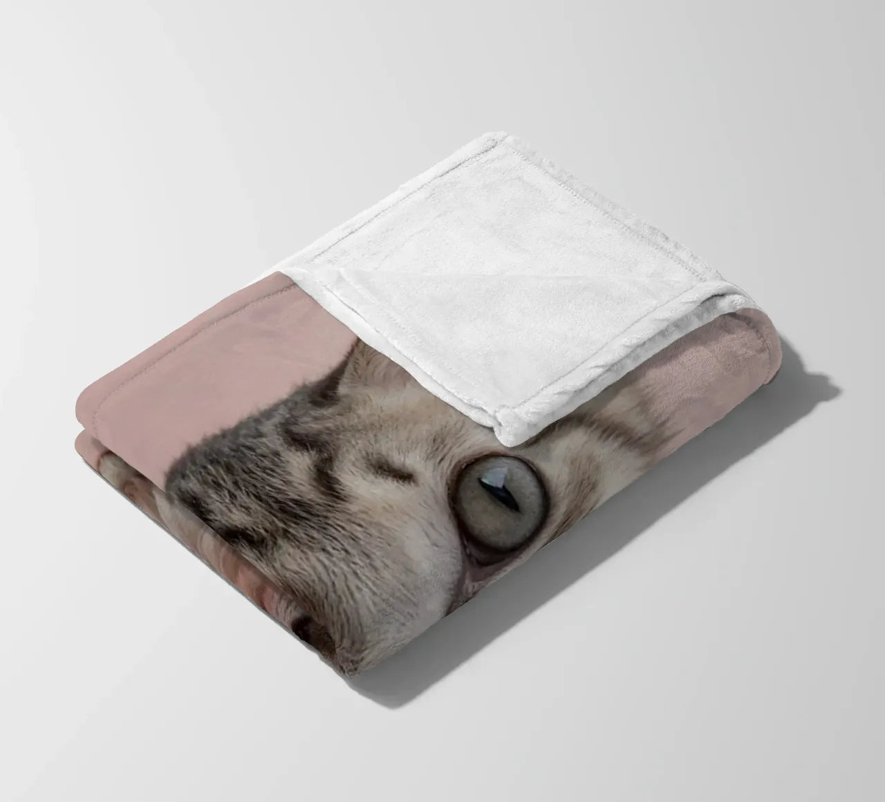 Portrait of a kitten on a pink background | Work 55 fleece blanket by Paws & Portraits