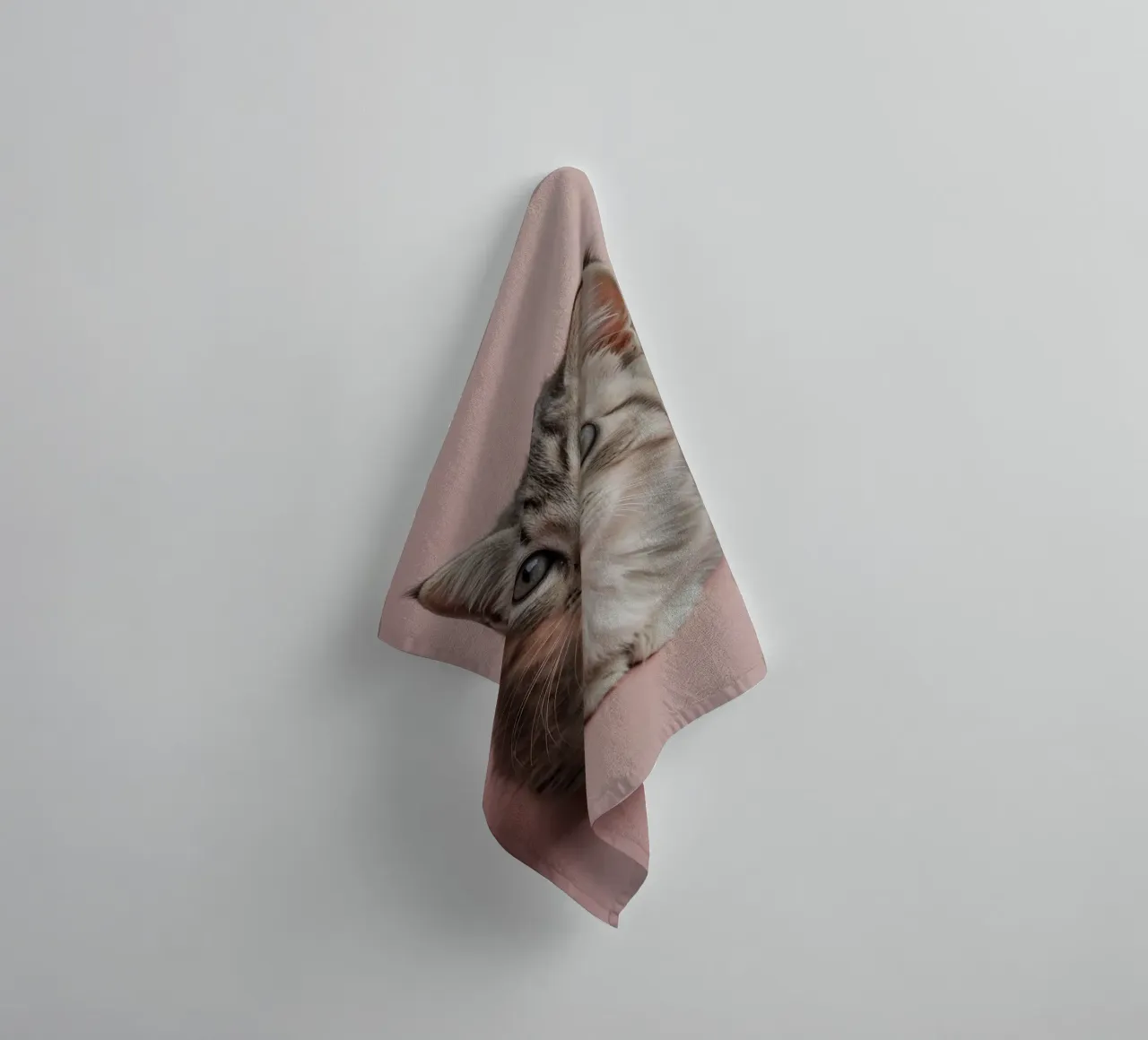 Portrait of a kitten on a pink background | Work 55 towel by Paws & Portraits