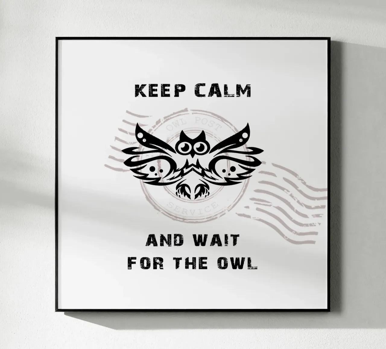 keep calm and wait for the owl - black plexiglass da steffi | wordART