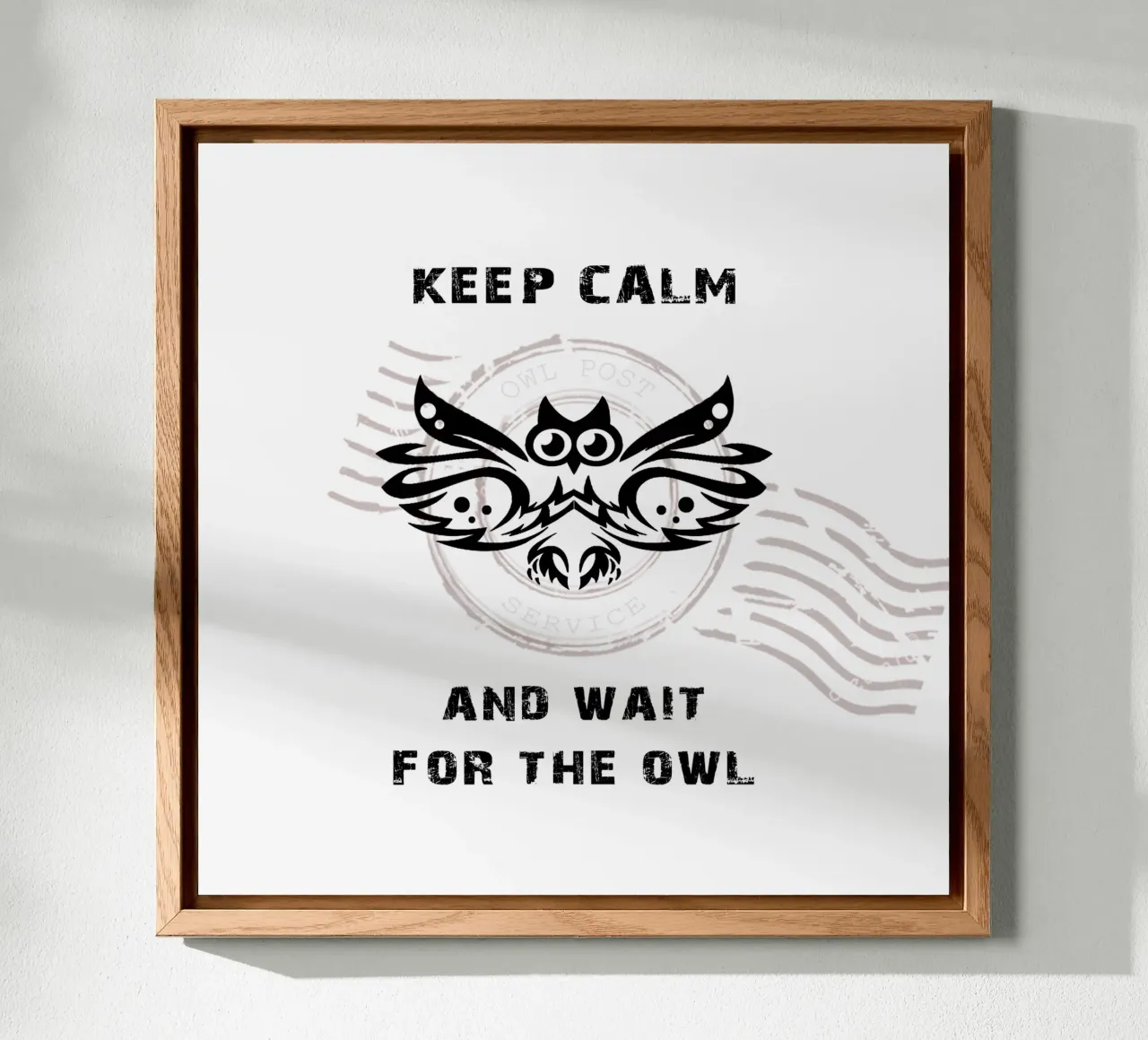 keep calm and wait for the owl - black alluminio dibond da steffi | wordART