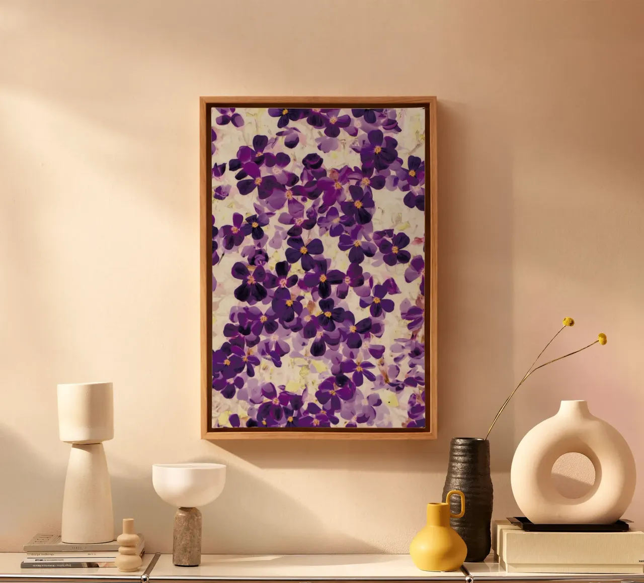 Violet Bloom canvas with Floater frame by Amy Sia