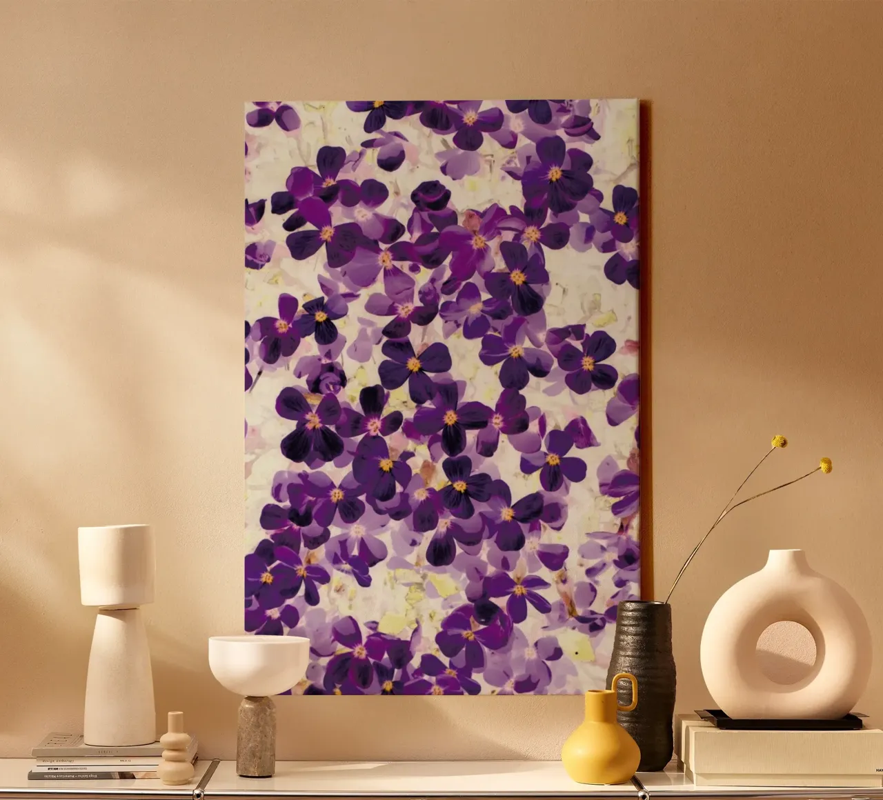 Violet Bloom canvas with Floater frame by Amy Sia
