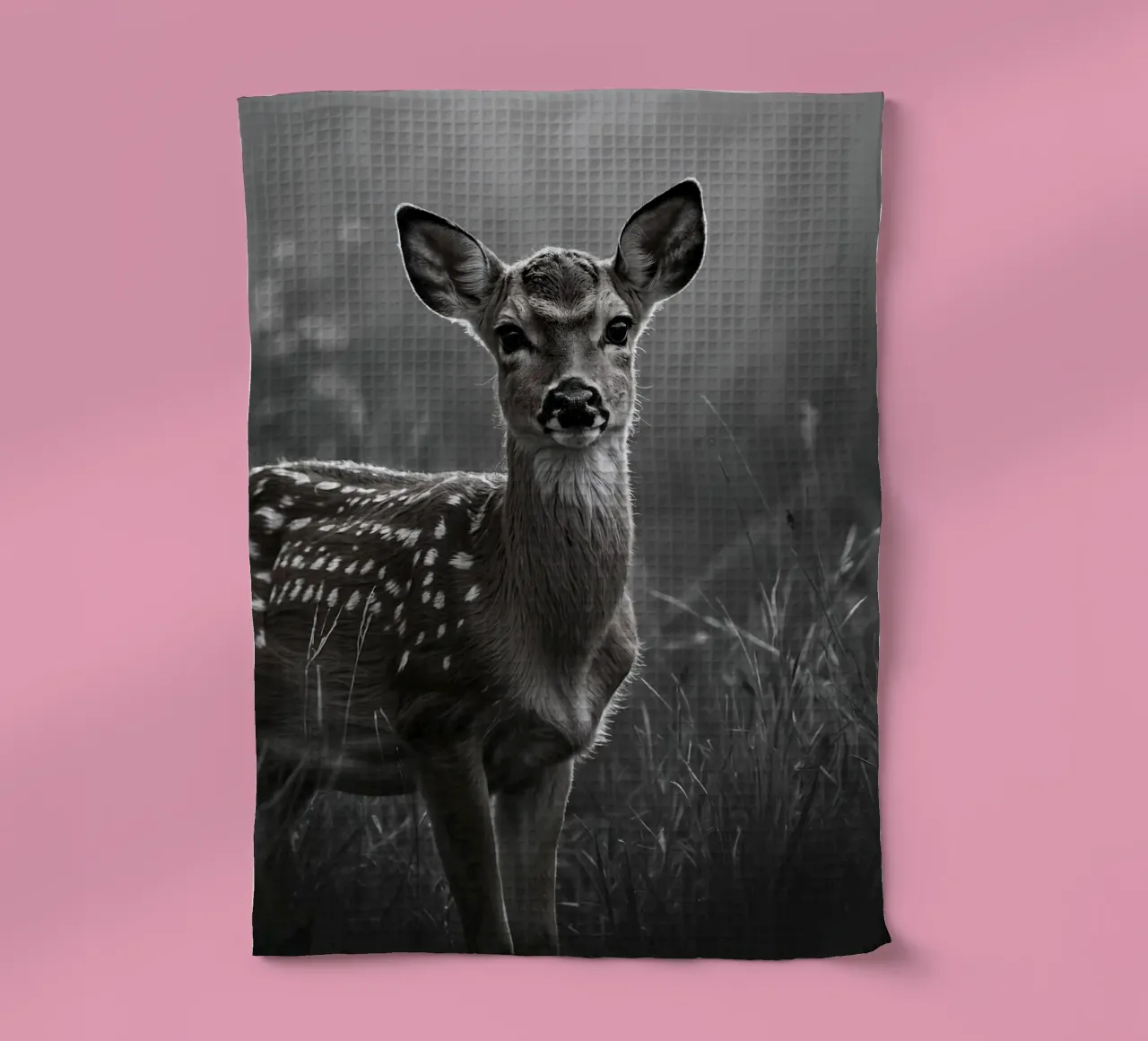Portrait of a young fawn at dawn | Work 56 tea towel by Paws & Portraits