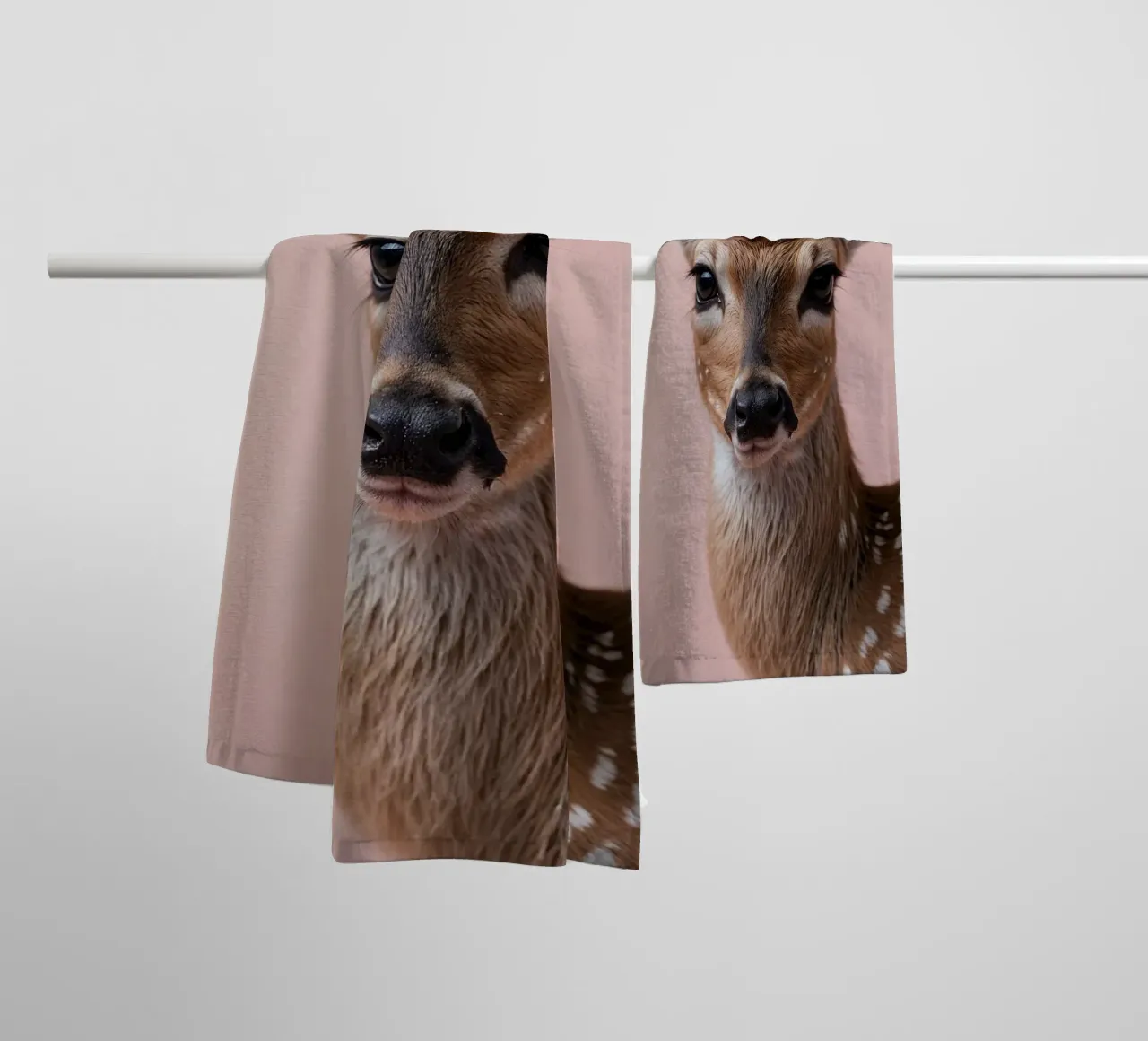 Portrait of a young roebuck with first horns | Work 57 towel by Paws & Portraits