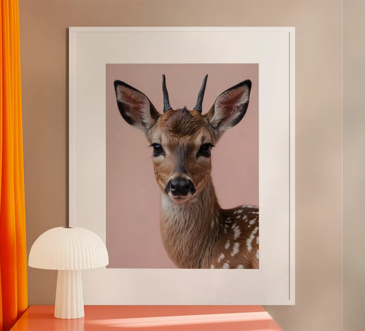 Portrait of a young roebuck with first horns | Work 57 poster by Paws & Portraits