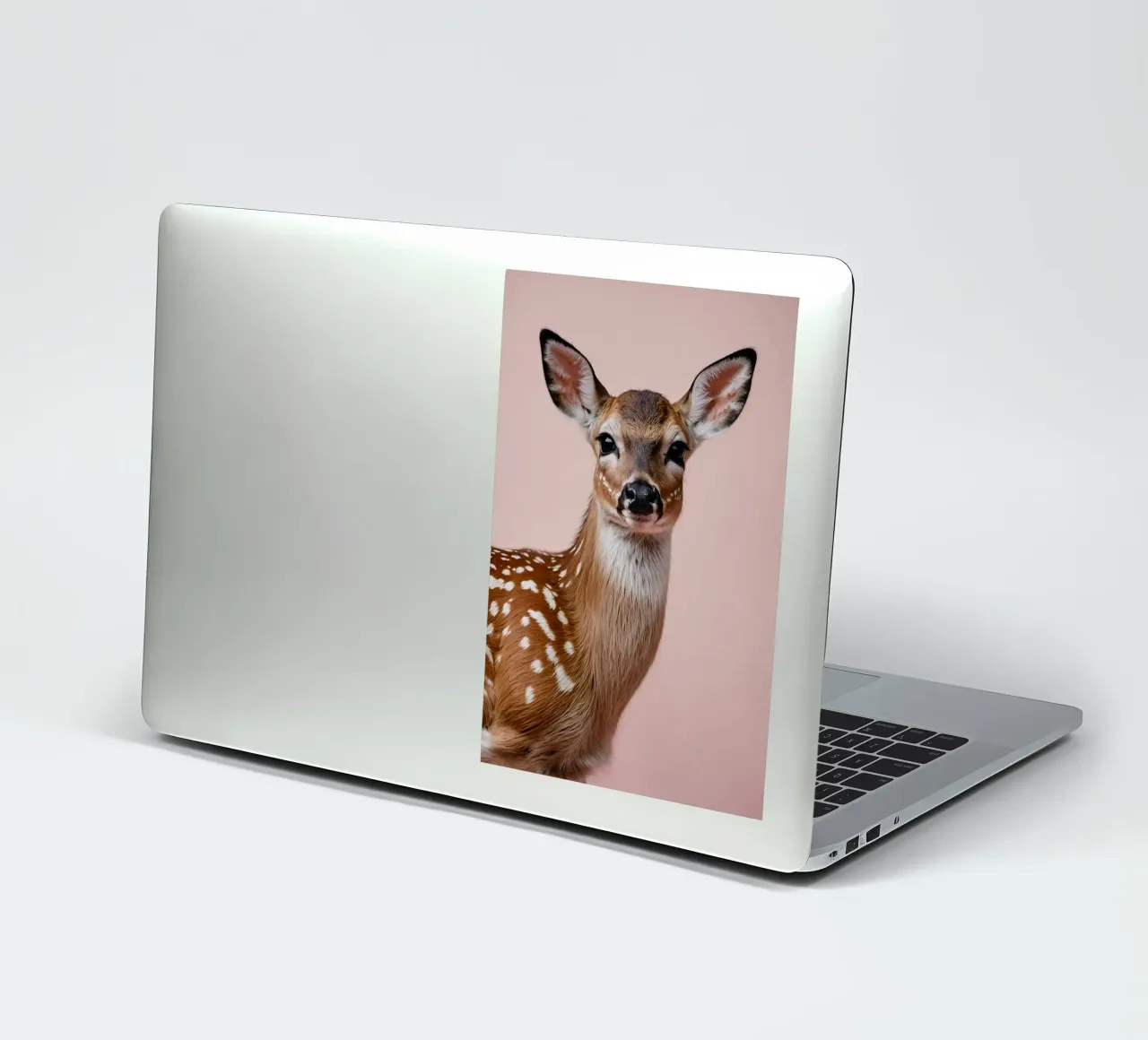 Portret van een jong reekalf met witte vlekken | Werk 58 sticker van Paws & Portraits