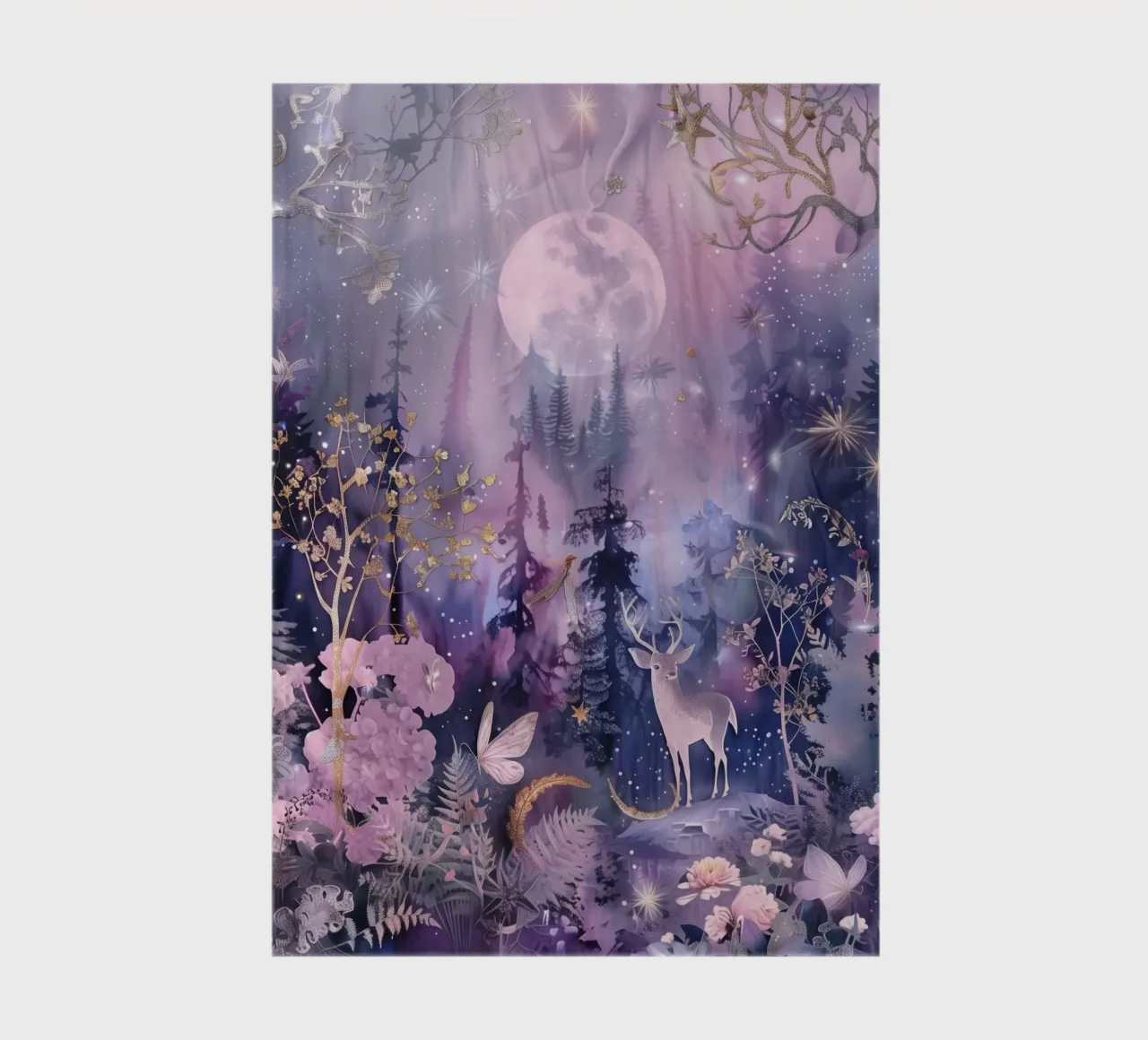 Inverno Luna Piena Foresta Celeste Magico Bianco Natale diario da Gentle Echoes Art