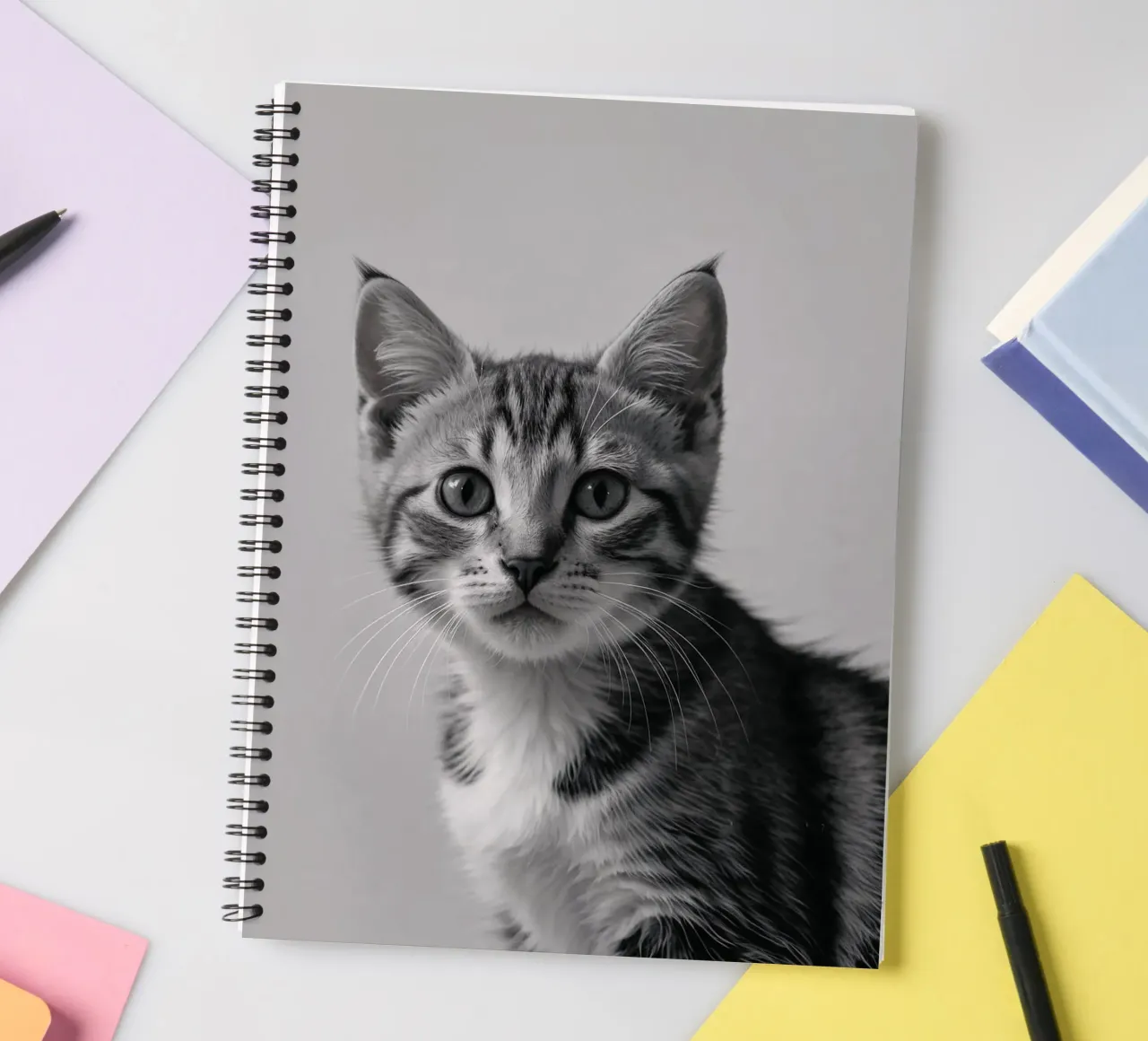 Portrait of a curious kitten | Work 59 spiral notebook by Paws & Portraits