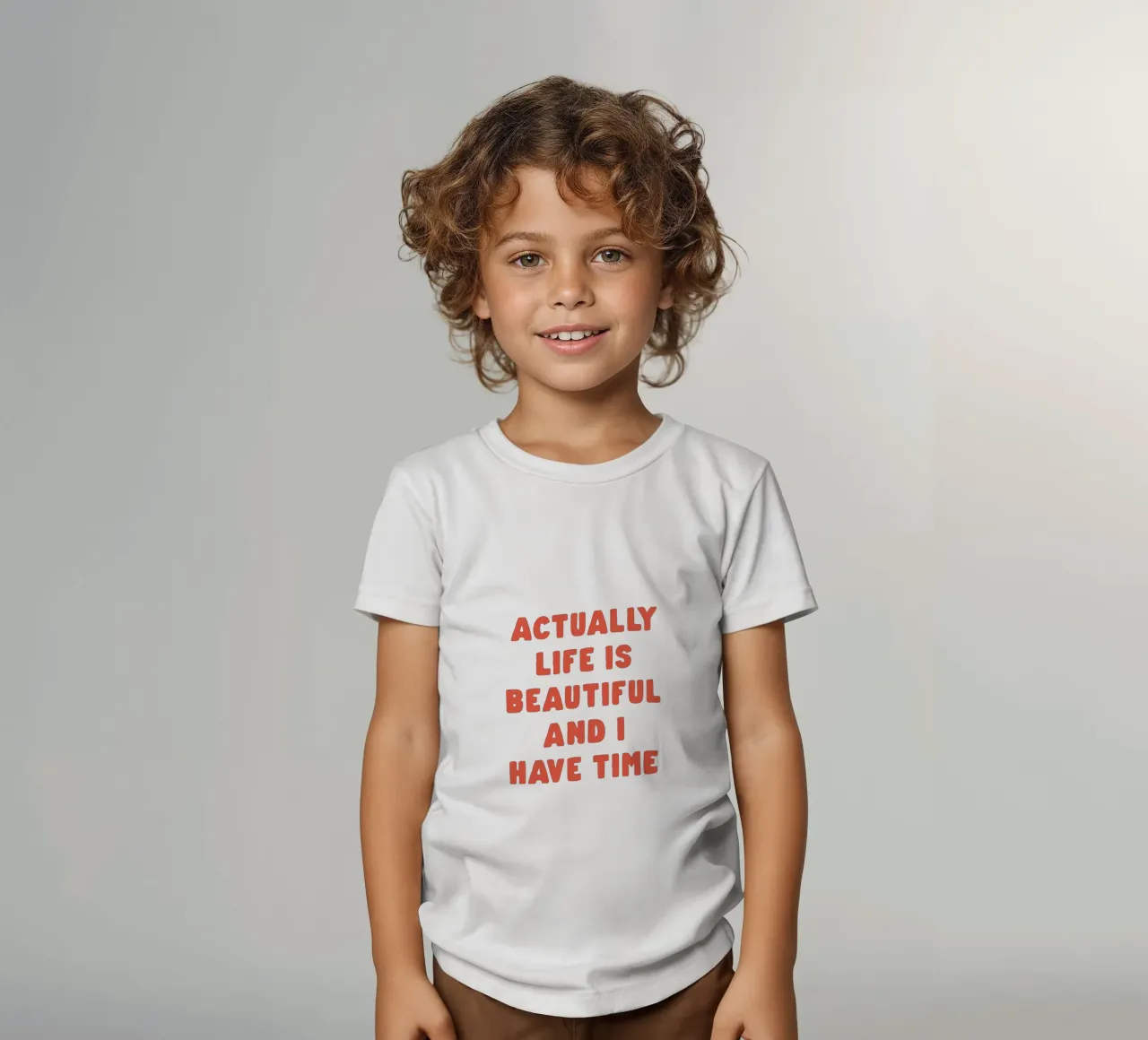 Actually Life is Beautiful and I Have Time Typografie Design kids t-shirt by THE MOTIVATED TYPE