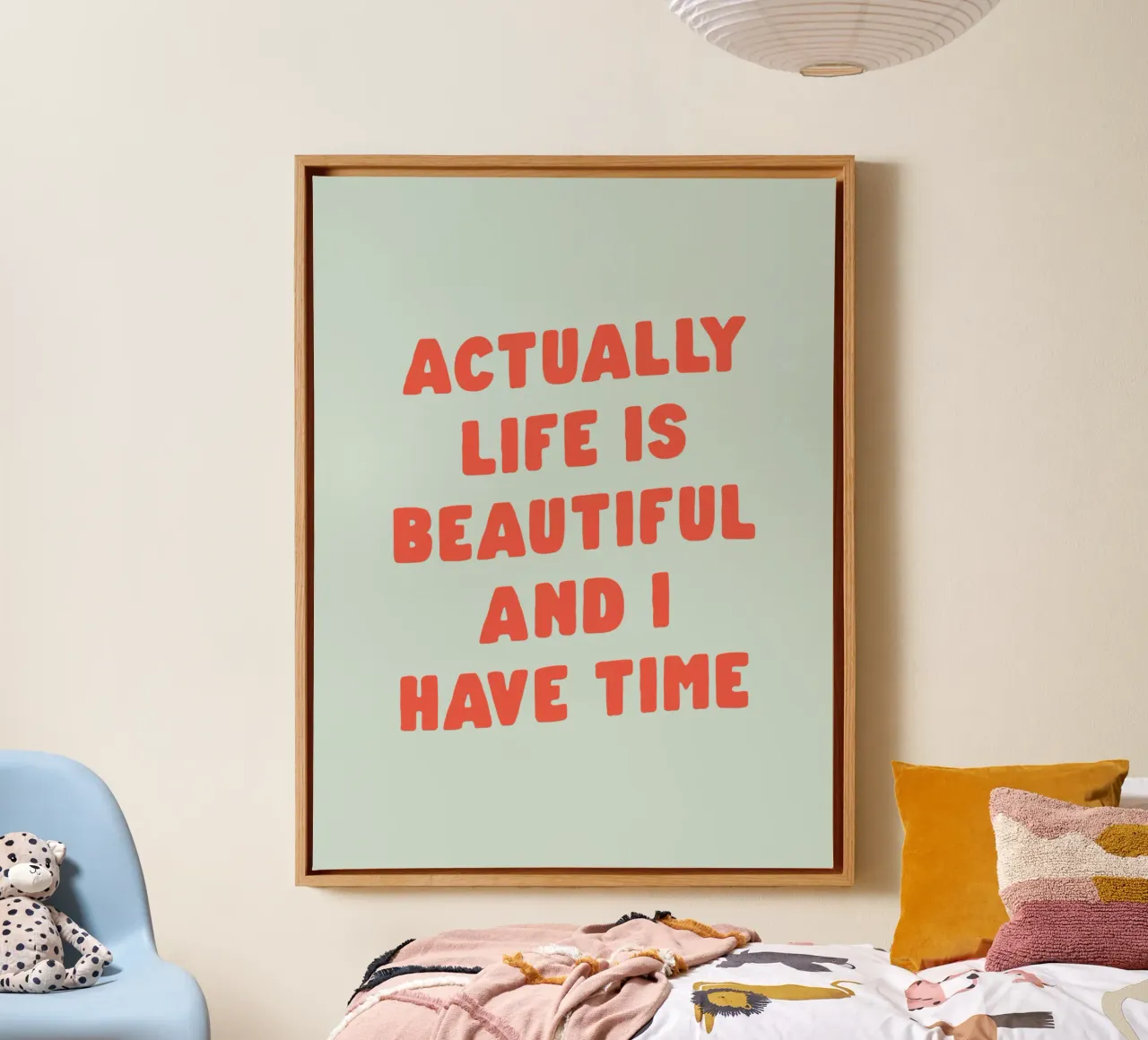 Eigenlijk is het leven mooi en heb ik tijd Typografie Ontwerp canvas met Baklijst van THE MOTIVATED TYPE