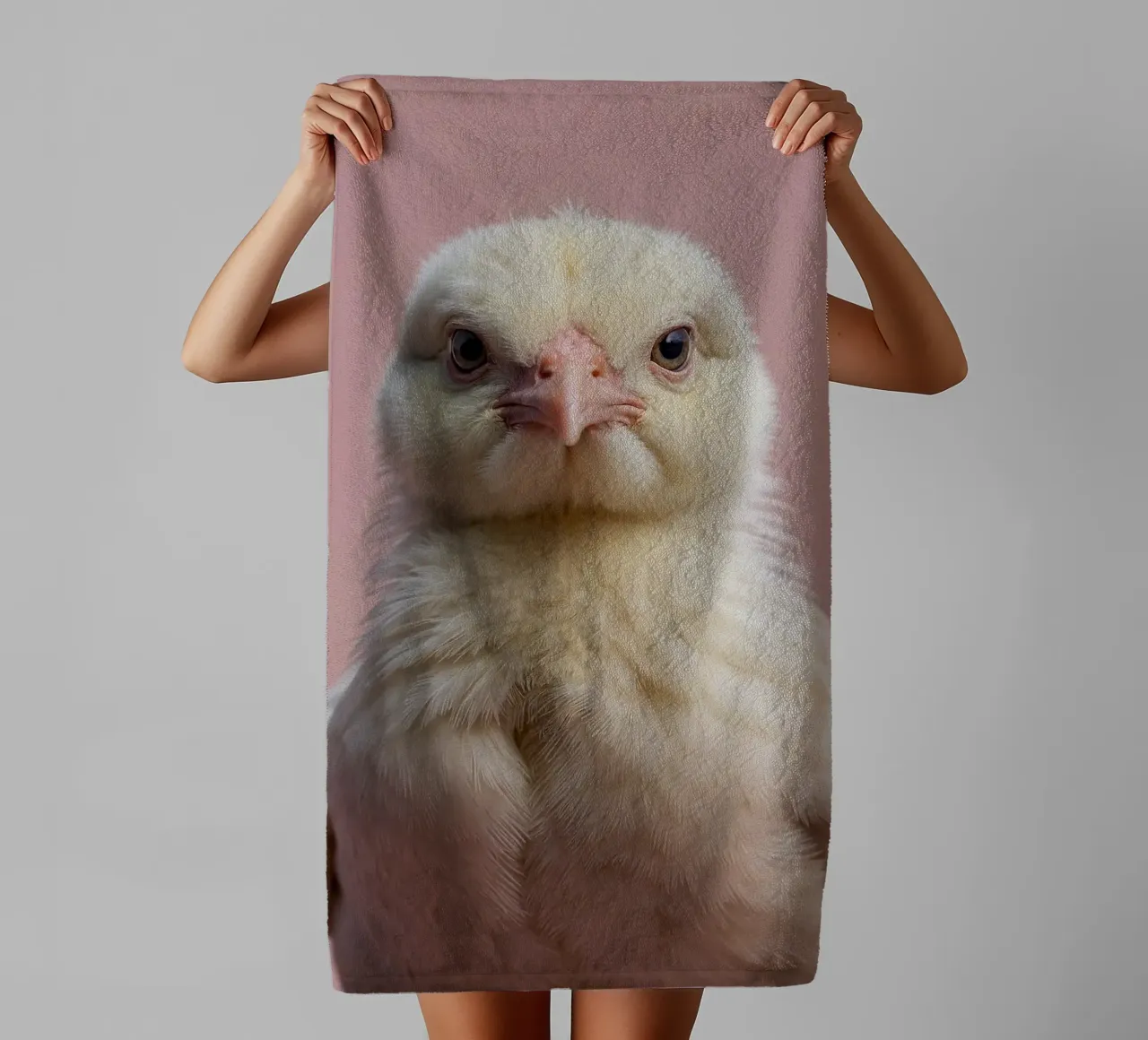 Portrait of a fluffy chick | Work 61 towel by Paws & Portraits